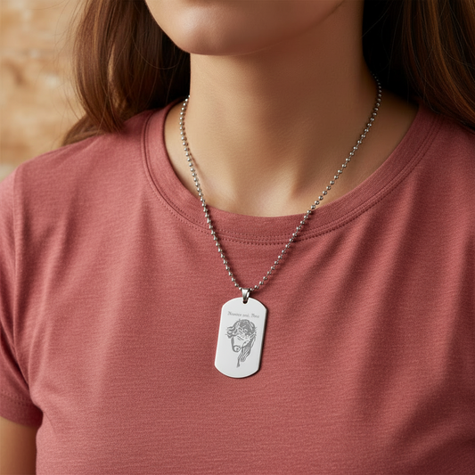 "Miserere mei, Deus" Tag Necklace with Personalized Engraving