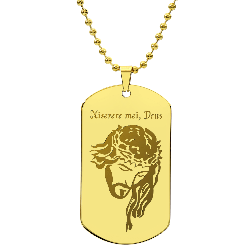 "Miserere mei, Deus" Tag Necklace with Personalized Engraving