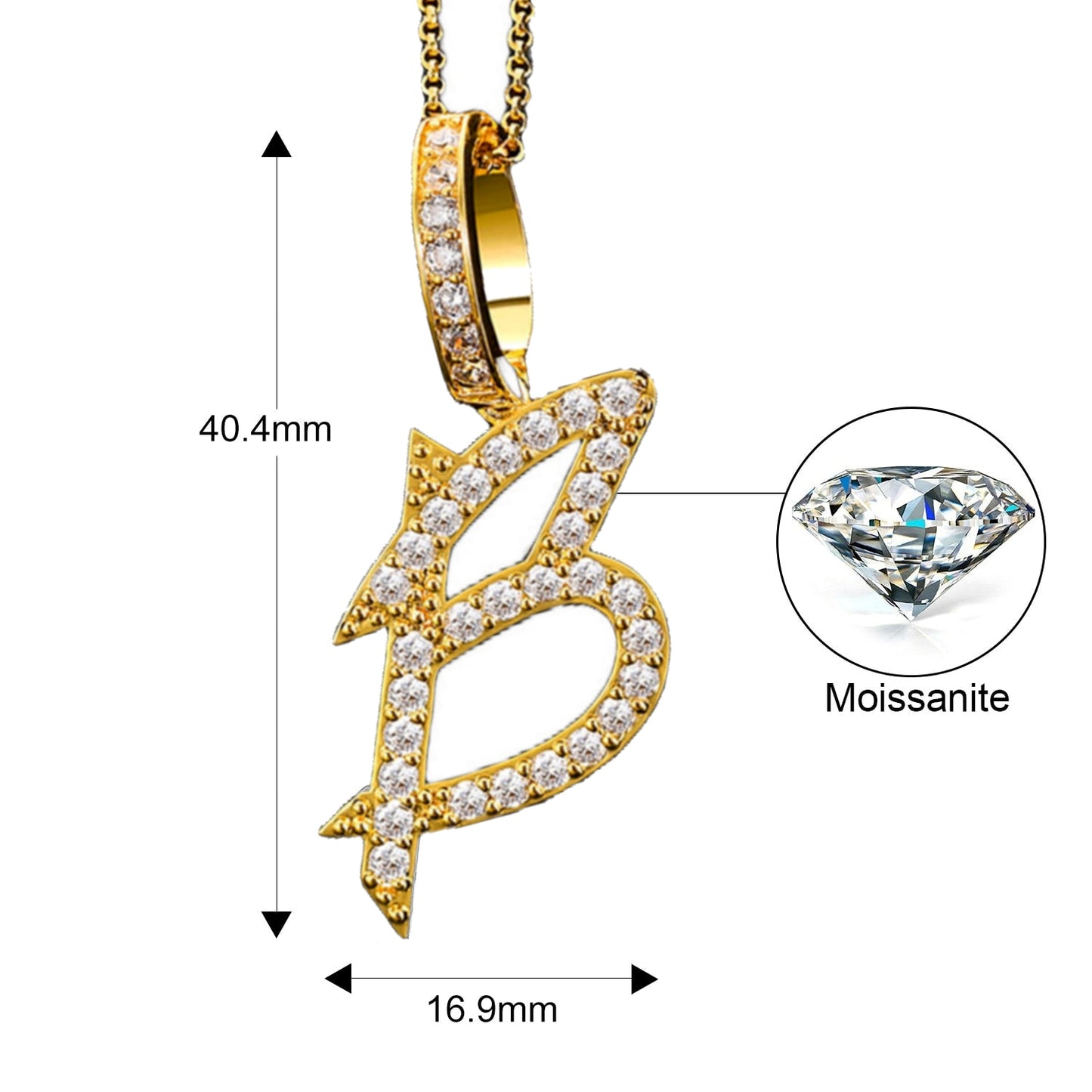 Collar con colgante inicial de moissanita en plata de ley bañada en oro