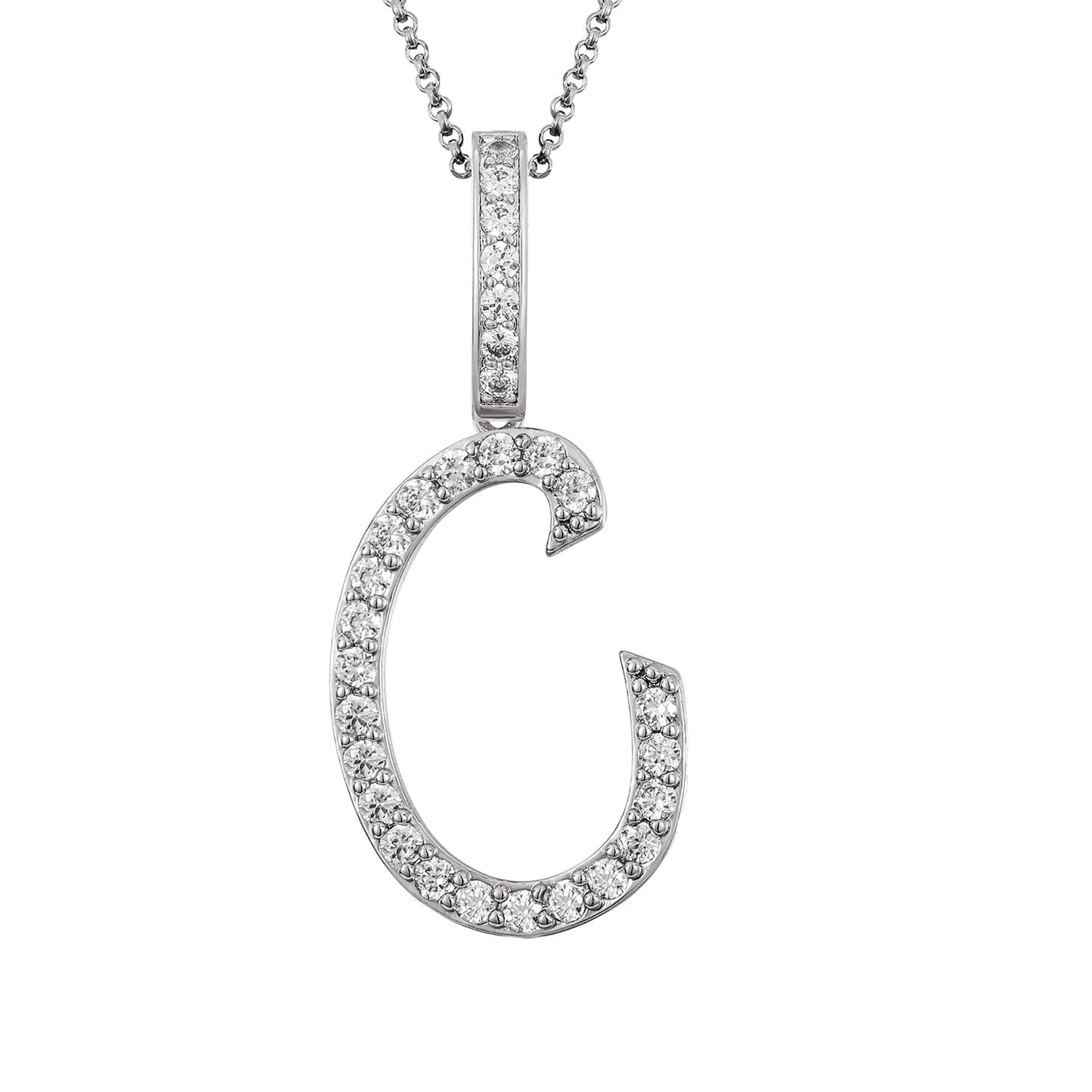 Collier avec pendentif initial en moissanite et argent sterling