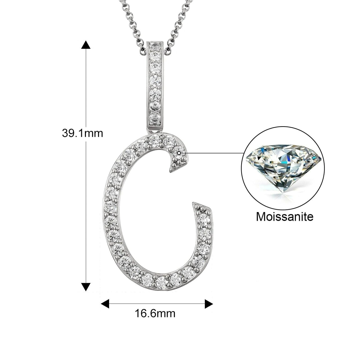 Collier avec pendentif initial en moissanite et argent sterling