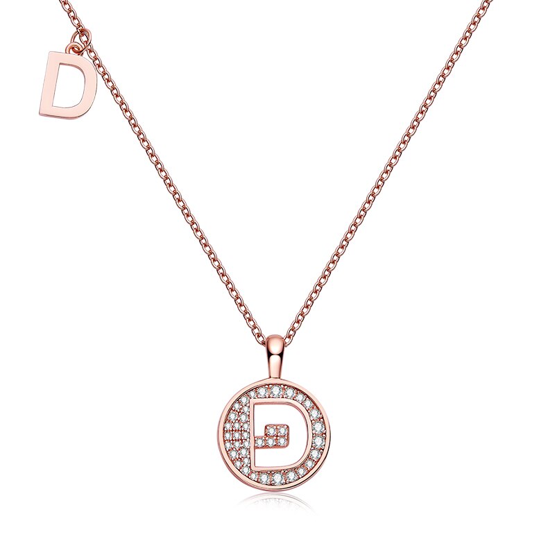 Collier avec initiales pavées de moissanite en argent plaqué or rose