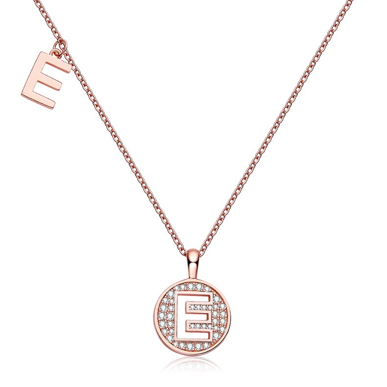 Collier avec initiales pavées de moissanite en argent plaqué or rose