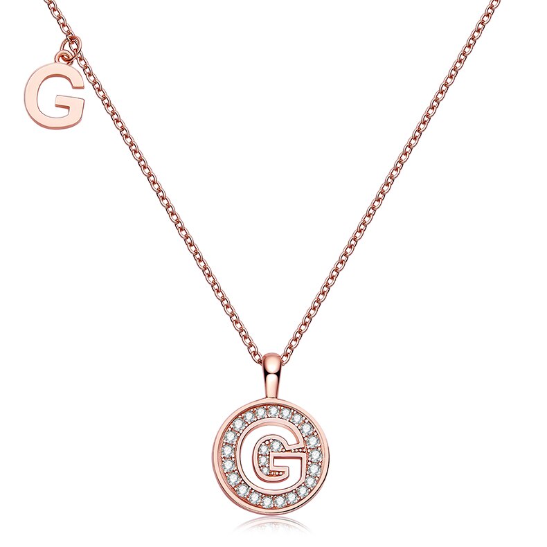 Collier avec initiales pavées de moissanite en argent plaqué or rose