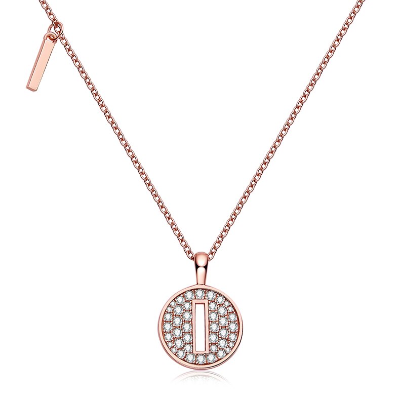 Collier avec initiales pavées de moissanite en argent plaqué or rose