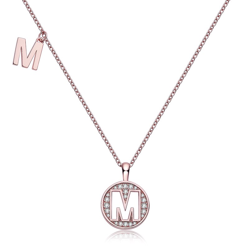 Collier avec initiales pavées de moissanite en argent plaqué or rose