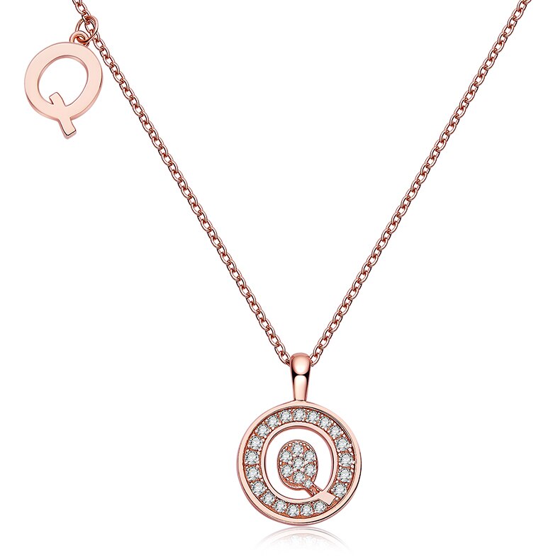 Collier avec initiales pavées de moissanite en argent plaqué or rose