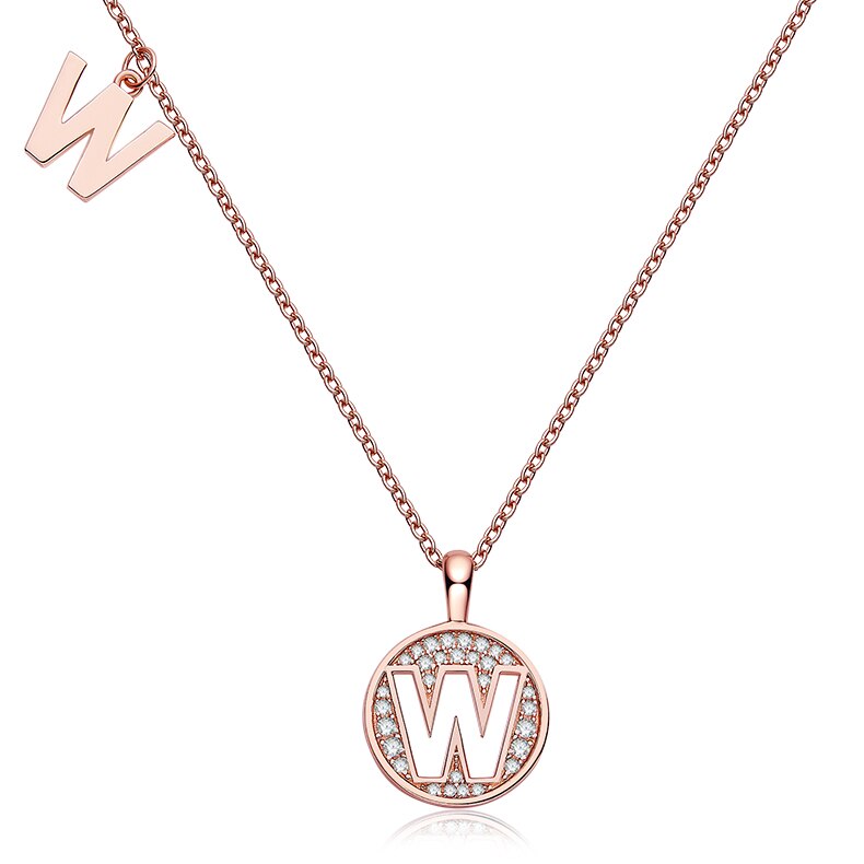Collier avec initiales pavées de moissanite en argent plaqué or rose