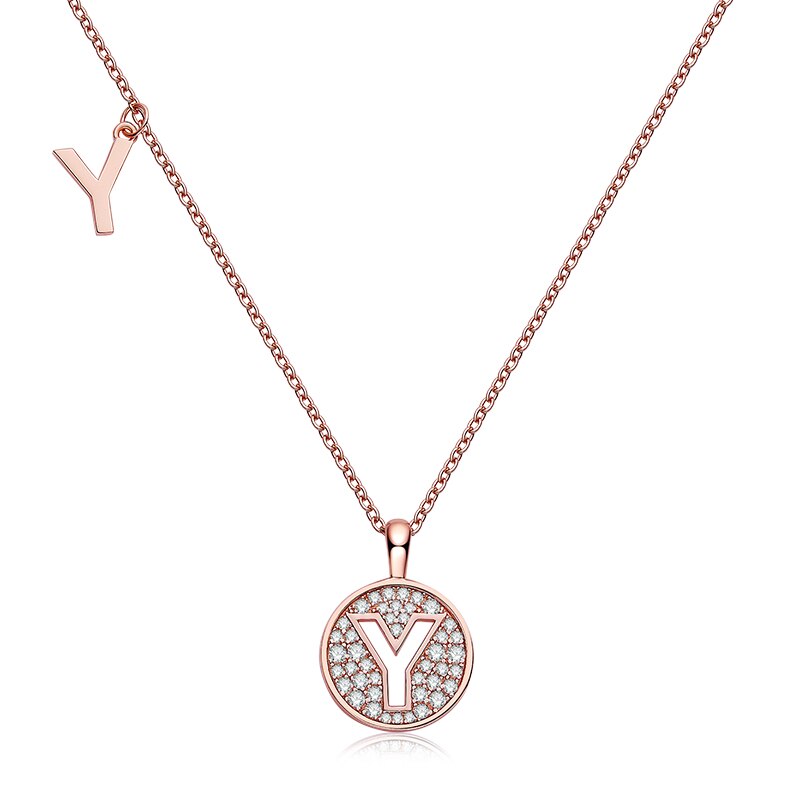 Collier avec initiales pavées de moissanite en argent plaqué or rose