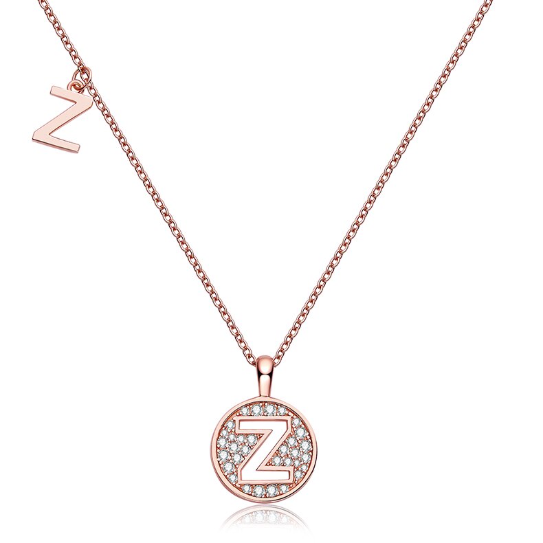 Collier avec initiales pavées de moissanite en argent plaqué or rose