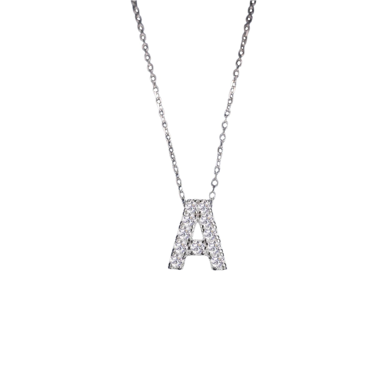 Collar con colgante con inicial de pavé de moissanita en plata de ley