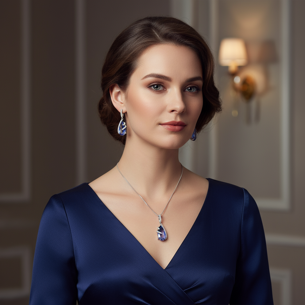 GRACE Pear Cut Mystic Quartz Jewelry Set in Sterling Silver