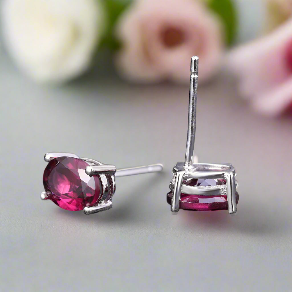 GRACE 1.2 CT. Oval Gemstone Stud Earrings in Sterling Silver