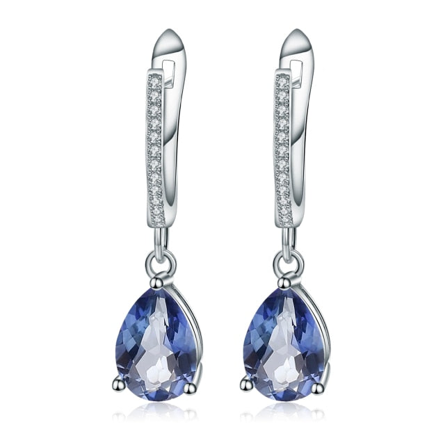 GRACE Pear Cut Gemstone Drop Earrings in Sterling Silver