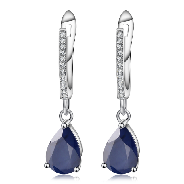 GRACE Pear Cut Gemstone Drop Earrings in Sterling Silver