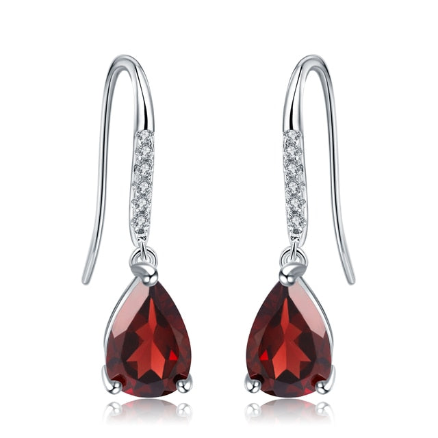 GRACE Pear Cut Gemstone Drop Earrings in Sterling Silver