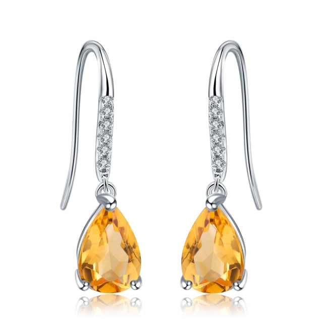 GRACE Pear Cut Gemstone Drop Earrings in Sterling Silver