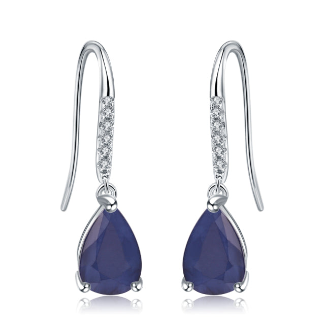 GRACE Pear Cut Gemstone Drop Earrings in Sterling Silver