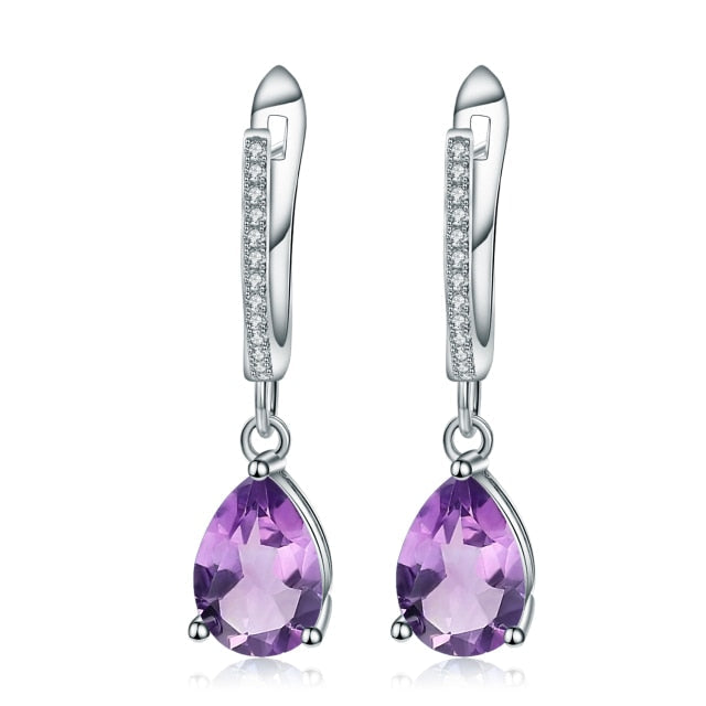 GRACE Pear Cut Gemstone Drop Earrings in Sterling Silver