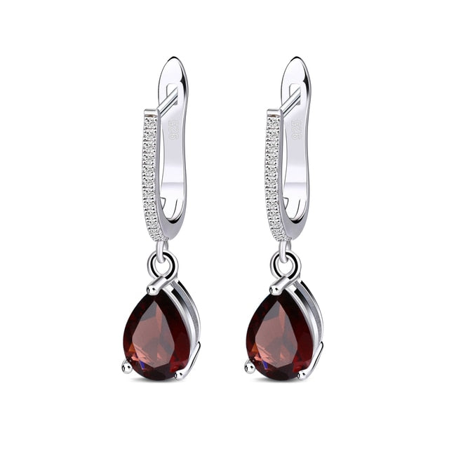 GRACE Pear Cut Gemstone Drop Earrings in Sterling Silver