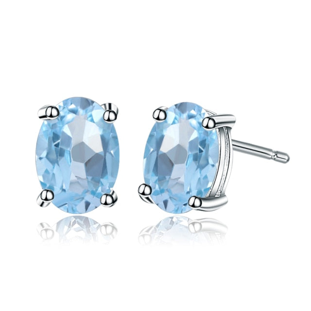 GRACE 1.2 CT. Oval Gemstone Stud Earrings in Sterling Silver