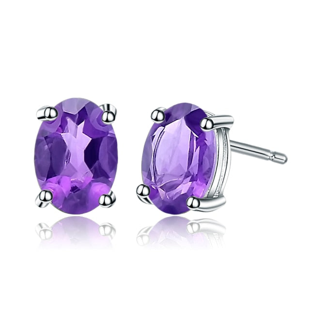 GRACE 1.2 CT. Oval Gemstone Stud Earrings in Sterling Silver