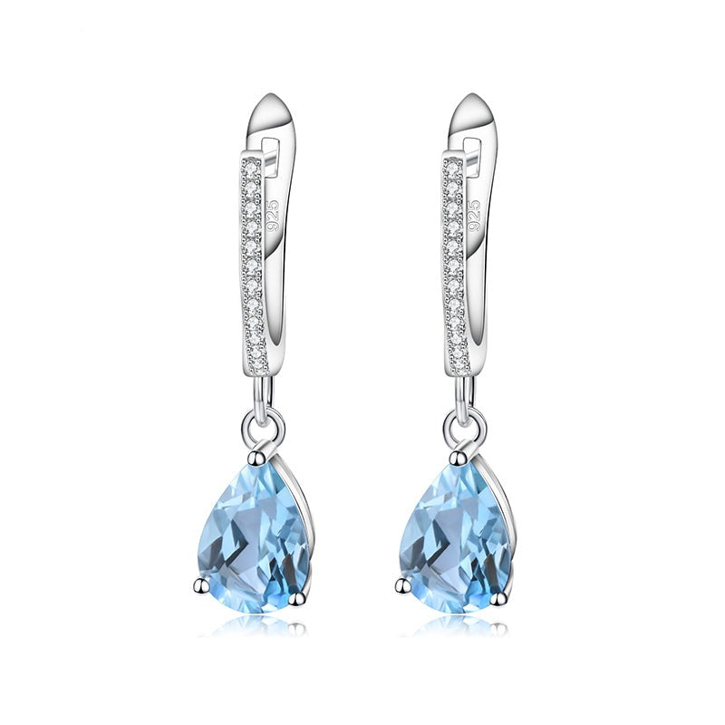 GRACE Pear Cut Gemstone Drop Earrings in Sterling Silver