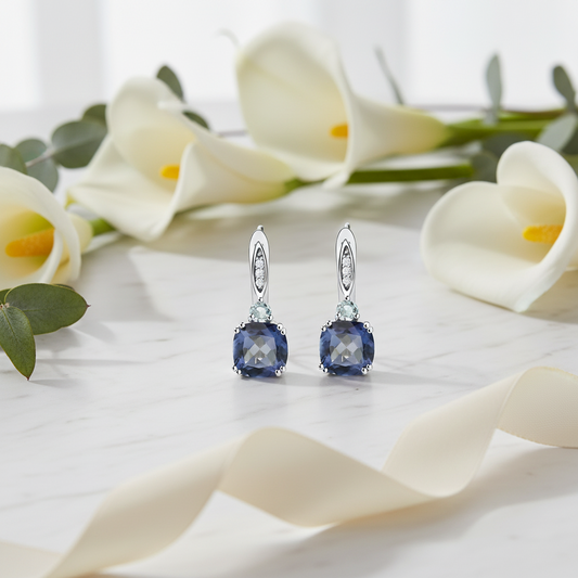 GRACE Mystic Quartz and Sky Blue Topaz Drop Earrings in Sterling Silver