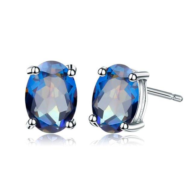 GRACE 1.2 CT. Oval Gemstone Stud Earrings in Sterling Silver