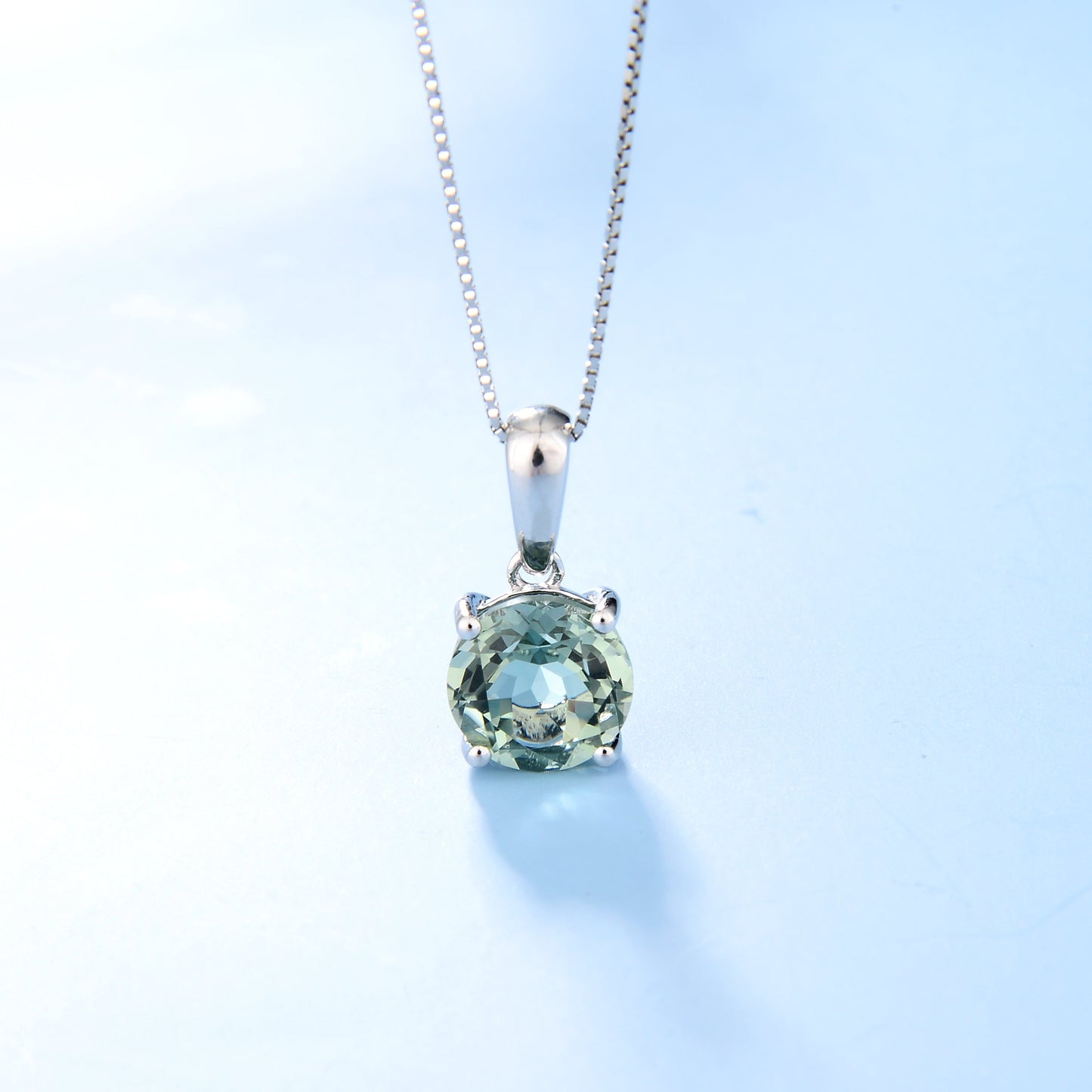 GRACE Classic Round Gemstone Pendant Necklace in Sterling Silver