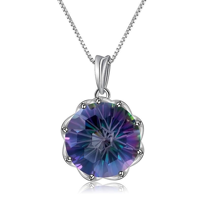 GRACE Rainbow Mystic Quartz Pendant Necklace in Sterling Silver