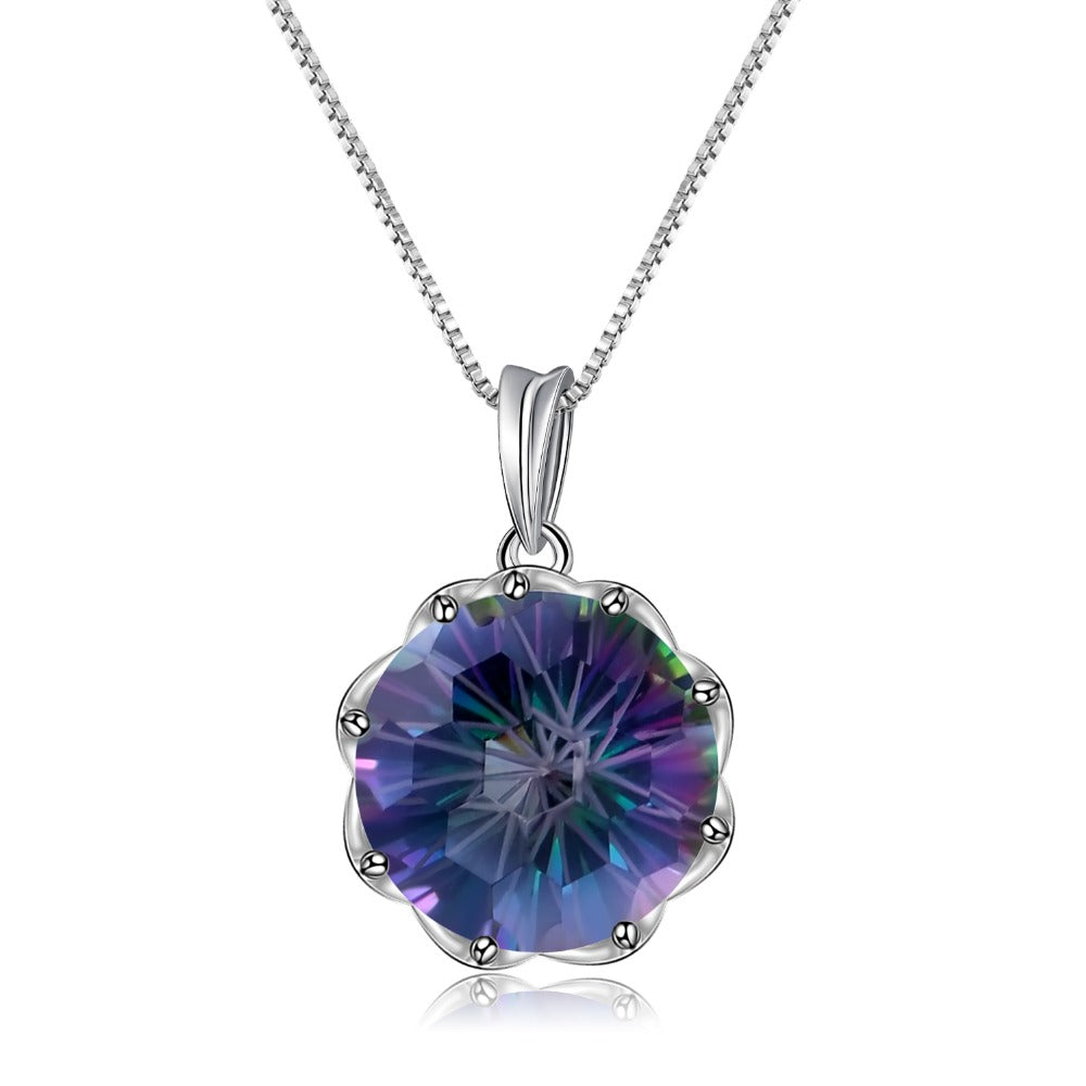 GRACE Rainbow Mystic Quartz Pendant Necklace in Sterling Silver