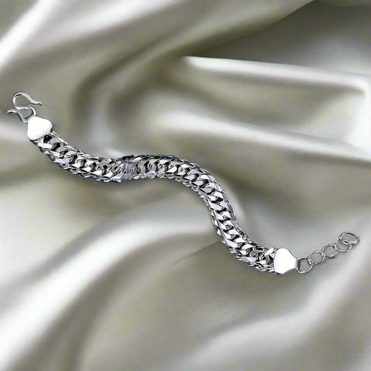 Pure Silver 1.3 mm Cuban Link Adjustable Chain Bracelet for Men
