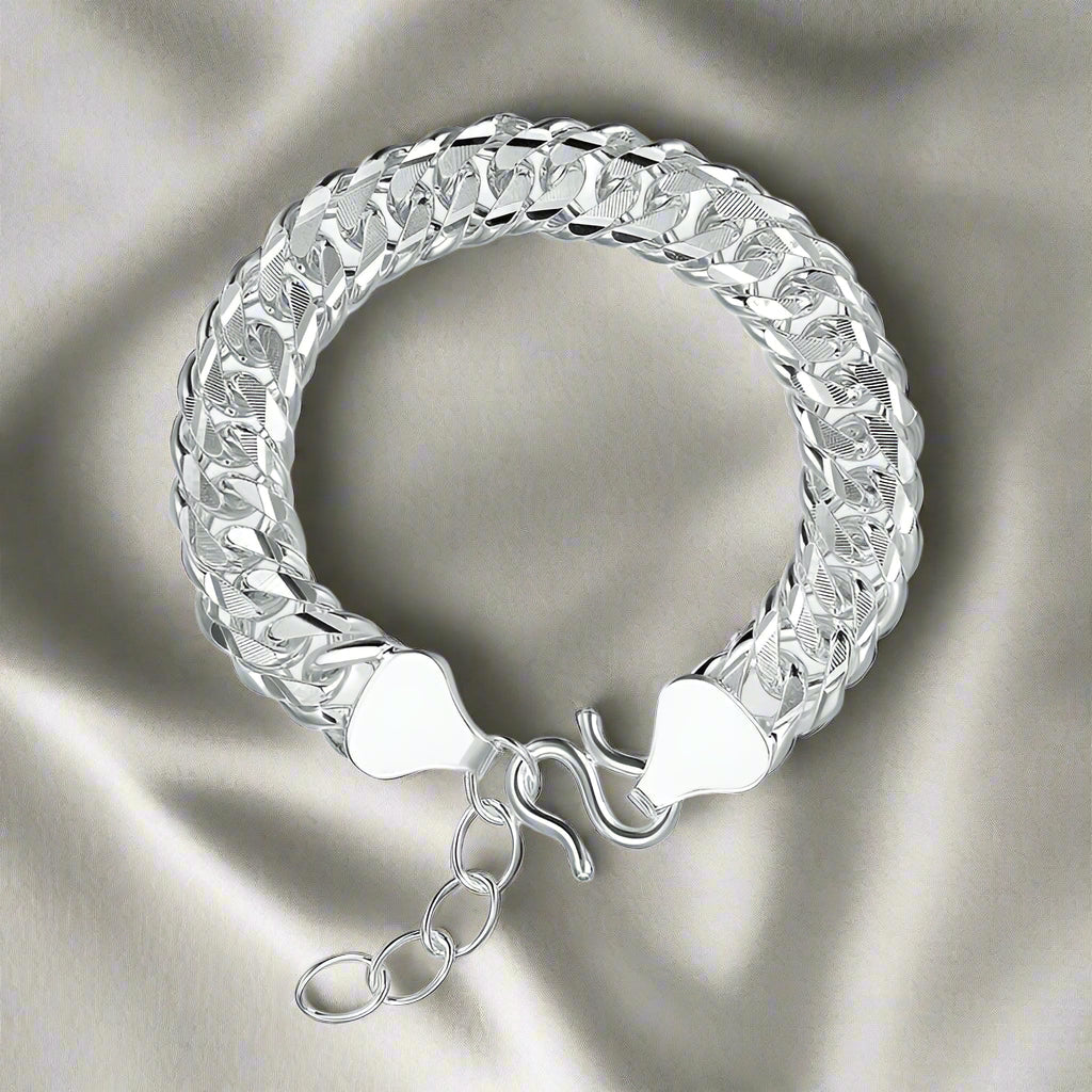 Pulsera de cadena ajustable de eslabones cubanos de plata pura de 1,3 mm para hombre