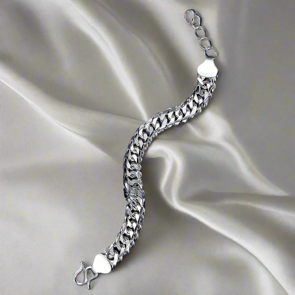 Pulsera de cadena ajustable de eslabones cubanos de plata pura de 1,3 mm para hombre
