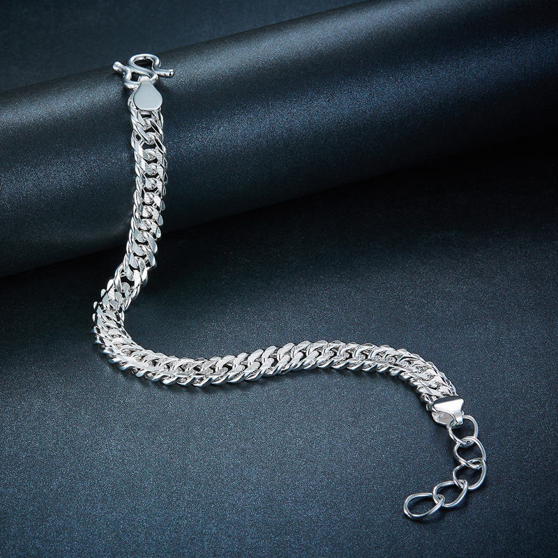 Pulsera de cadena ajustable de eslabones cubanos de plata pura de 1 cm para hombre