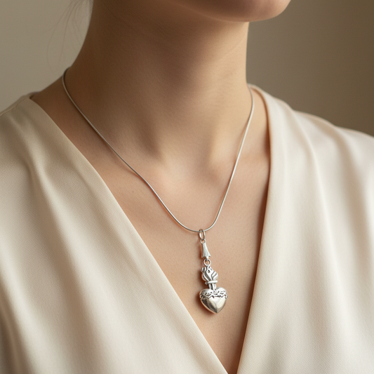 Sacred Heart of Jesus Necklace in Stainless Steel