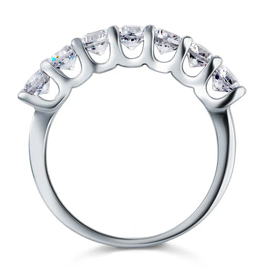 Seven-Stone Round Simulated Diamond Band in Sterling Silver