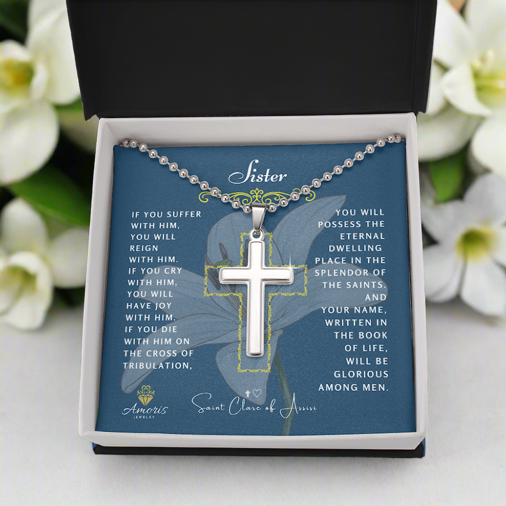 Collar de la Cruz de Hermana con cita de Santa Clara de Asís