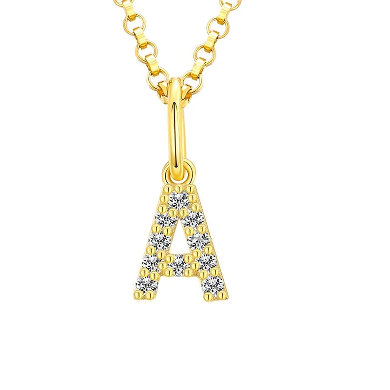 Tiny Moissanite Pavé Initial Pendant Necklace in Sterling Silver