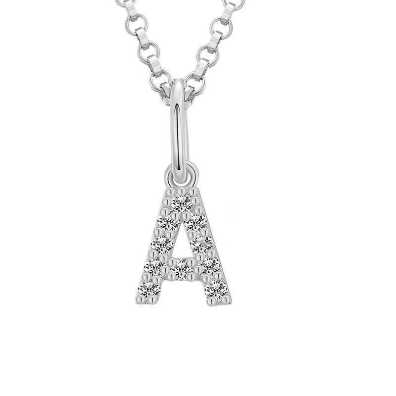 Tiny Moissanite Pavé Initial Pendant Necklace in Sterling Silver