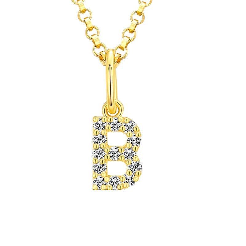 Tiny Moissanite Pavé Initial Pendant Necklace in Sterling Silver