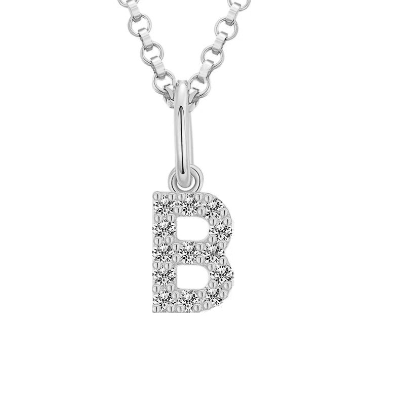 Tiny Moissanite Pavé Initial Pendant Necklace in Sterling Silver