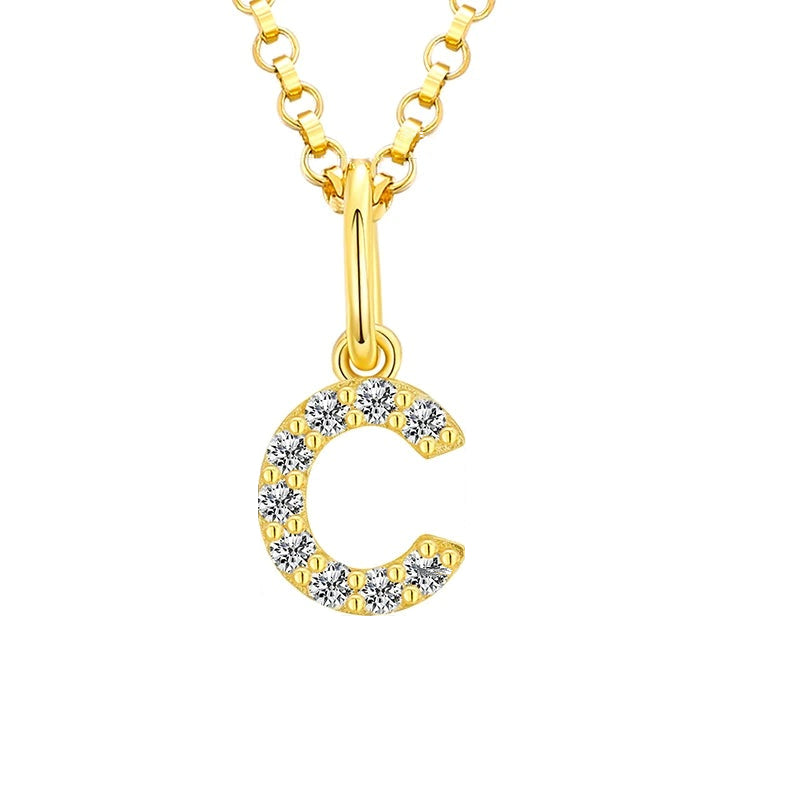 Tiny Moissanite Pavé Initial Pendant Necklace in Sterling Silver