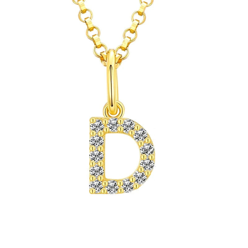 Tiny Moissanite Pavé Initial Pendant Necklace in Sterling Silver