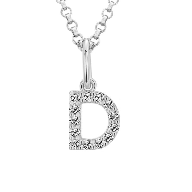 Tiny Moissanite Pavé Initial Pendant Necklace in Sterling Silver