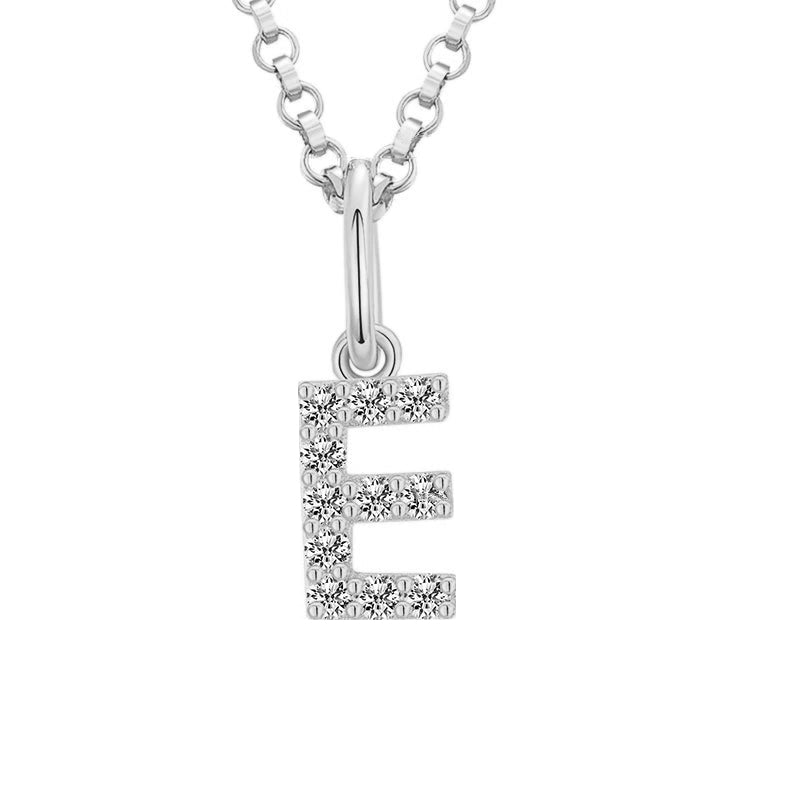 Tiny Moissanite Pavé Initial Pendant Necklace in Sterling Silver