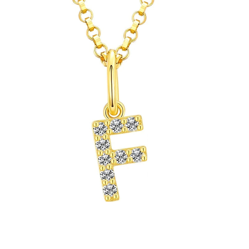 Tiny Moissanite Pavé Initial Pendant Necklace in Sterling Silver