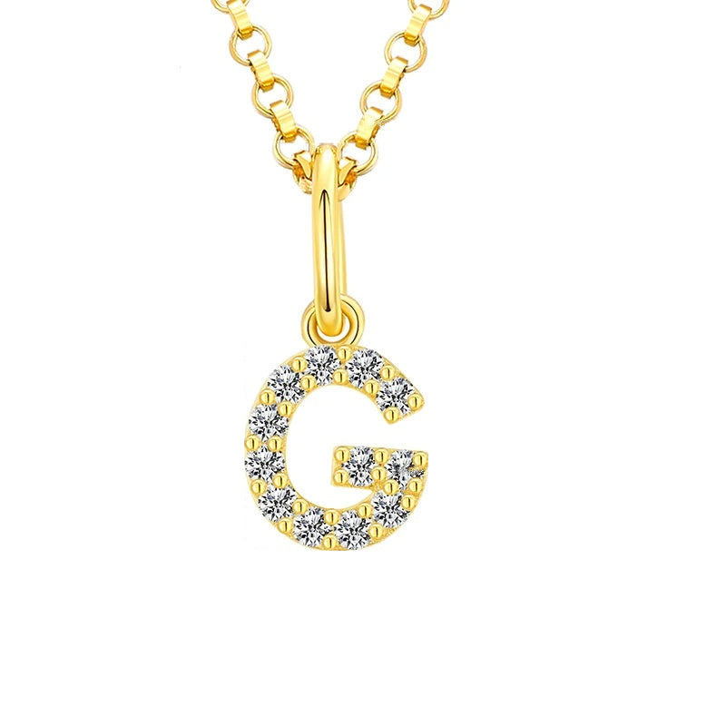 Tiny Moissanite Pavé Initial Pendant Necklace in Sterling Silver