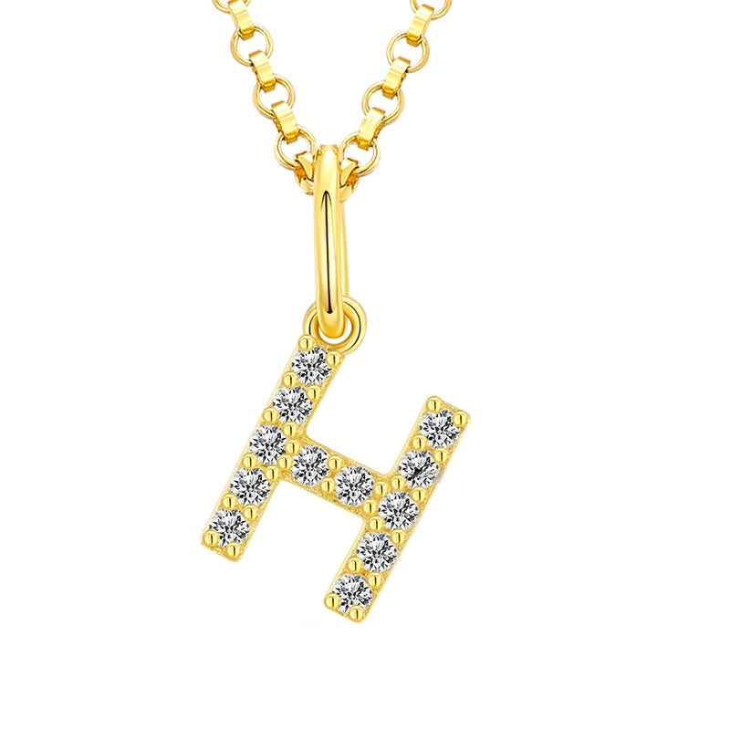 Tiny Moissanite Pavé Initial Pendant Necklace in Sterling Silver
